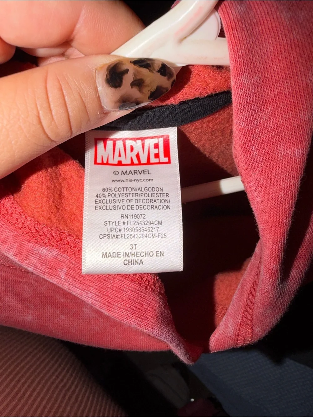 Marvel Kids Dusty Red Hoodie with Black Trim